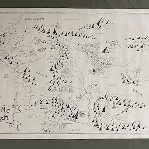 Hand drawn map of Middle Earth