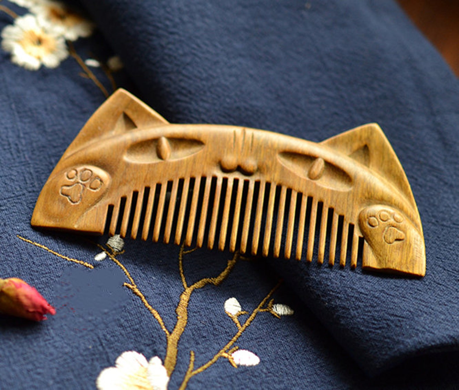 Carved cat comb lovely comb retro comb Etsy