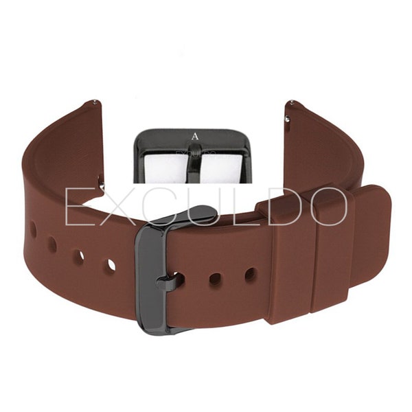 14mm 16mm 18mm 19mm 20mm 21m 22mm 24mm Watch Band Adjustable Quick Release Silicone Watch Strap For Samsung Garmin Fossil Brown Black & More