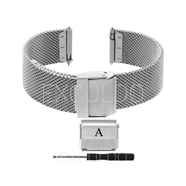 12mm 14mm 16mm 17mm 18mm 19mm 20mm 21mm 22mm 24mm Milanese Mesh Quick Release Stainless Steel Watch Band For Samsung Garmin Fossil & More