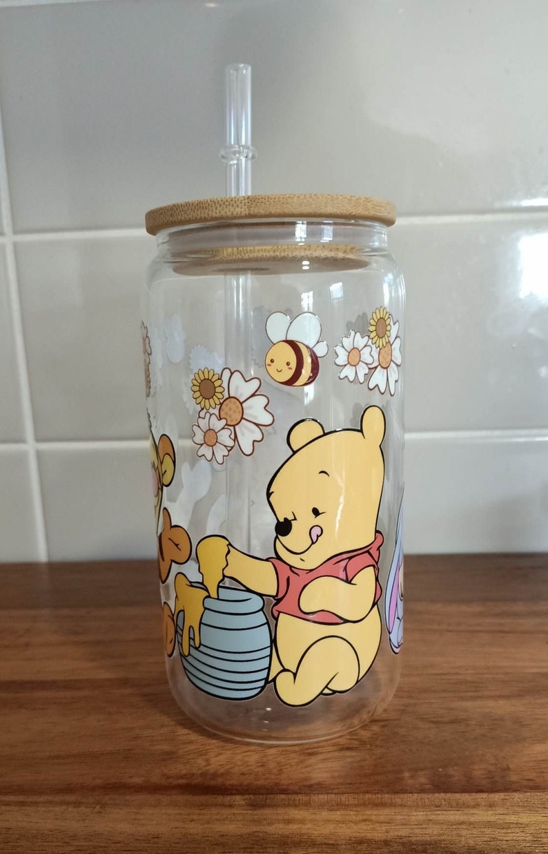 16 Oz Glass Cup With Lid and Straw, Iced Coffee Cup, Iced Tea Cup, Soda