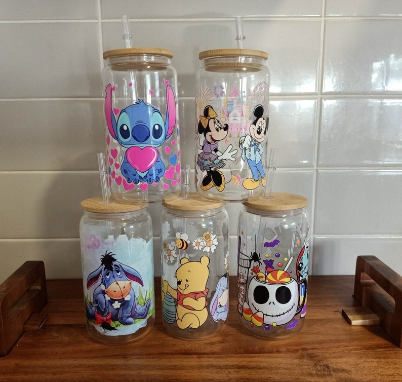 16 Oz Glass Cup With Lid and Straw, Iced Coffee Cup, Iced Tea Cup, Soda