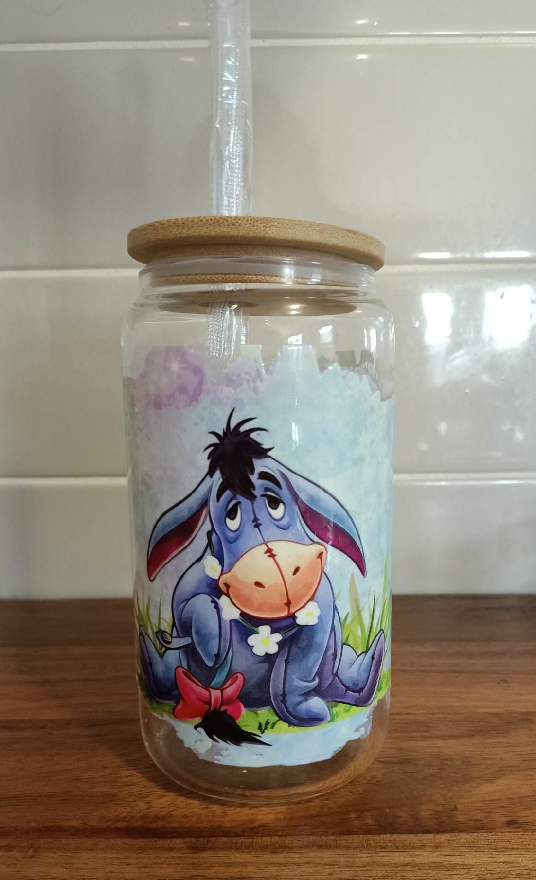 16 Oz Glass Cup With Lid and Straw, Iced Coffee Cup, Iced Tea Cup, Soda