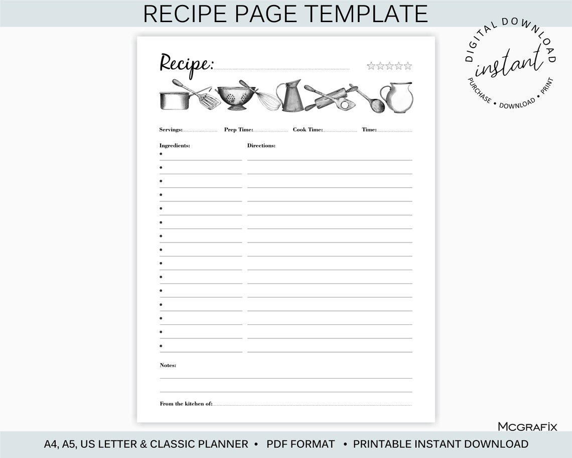 recipe template doc recipe template doc