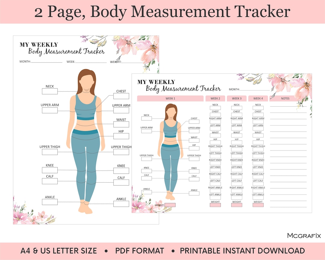 Weight Loss Tracker Printable Body Measurement Tracker Fitness Tracker ...