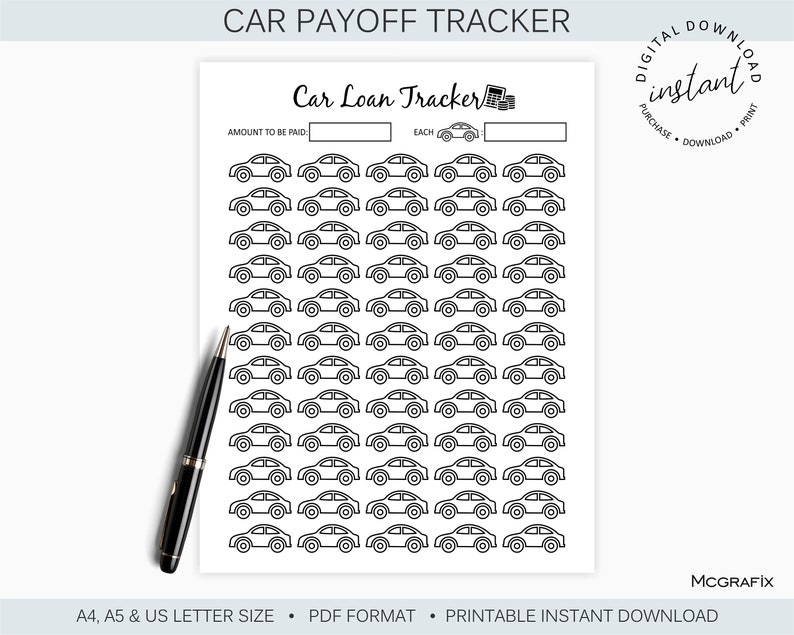 Car Payoff Tracker Printable Car Loan Tracker Car Loan Payments Debt ...