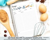 Recipe Page Template Printable  Recipe Book Template  Recipe Planner Pages  Blank Recipe Sheet  Recipe Organizer  Instant Download