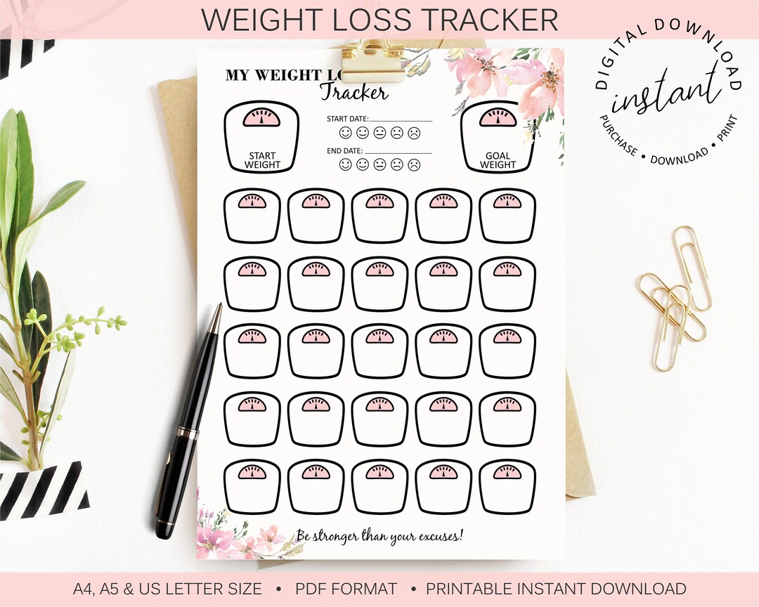 Flower Weight Loss Tracker Printable Weight Loss Tracker Weight Loss