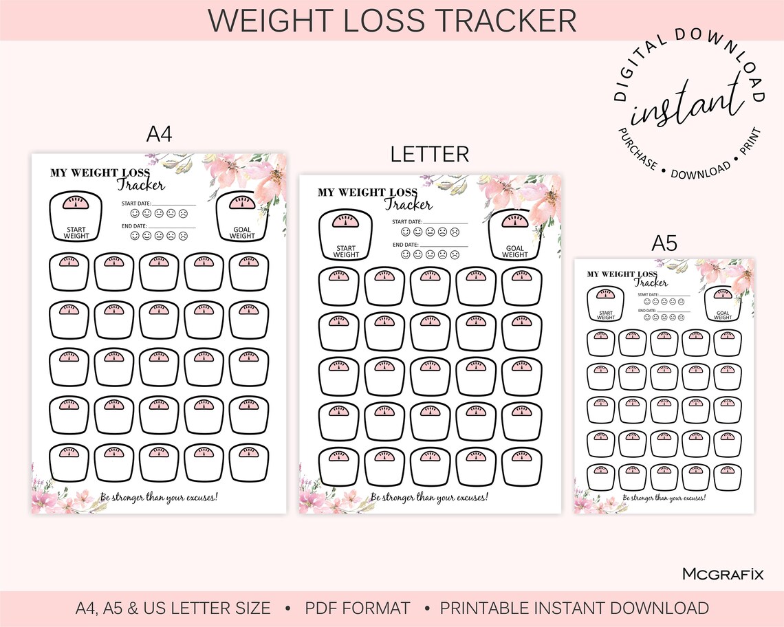 Flower Weight Loss Tracker Printable Weight Loss Tracker Weight Loss