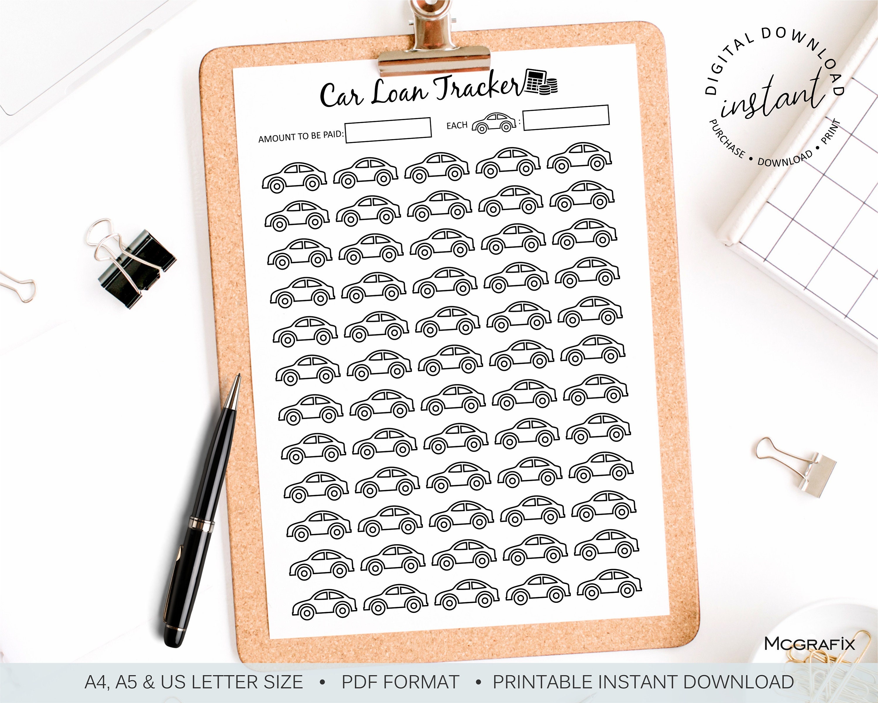 Car Payoff Tracker Printable Car Loan Tracker Car Loan Payments Debt