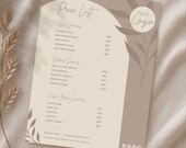 Boho Beauty Salon Price List Template Canva Editable | Spa Menu for Facial Makeup and Lash Services | Instant Download