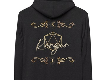 Dungeons and Dragons Classes Zip-Up Hoodie | Ranger Dnd Zip-up Hoodie | Unisex D&D Sweatshirt