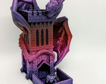 Fates End Wyvern Tiny Tower Dice Towers with rolling tray are perfect for Dungeons & Dragons or any Tabletop Dice Game