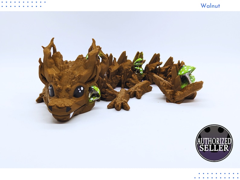 Bébé dragon des bois articulé par Cinderwing3D Trouvez votre familier Dragon champignon Familier Flexi imprimé en 3D Walnut