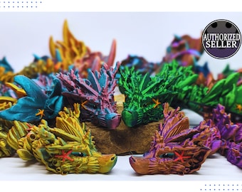 Articulated Adult Coral Reef Dragon by Cinderwing3D | Find your Familiar | Mermaid Dragon | 3D Printed Flexi Familiar