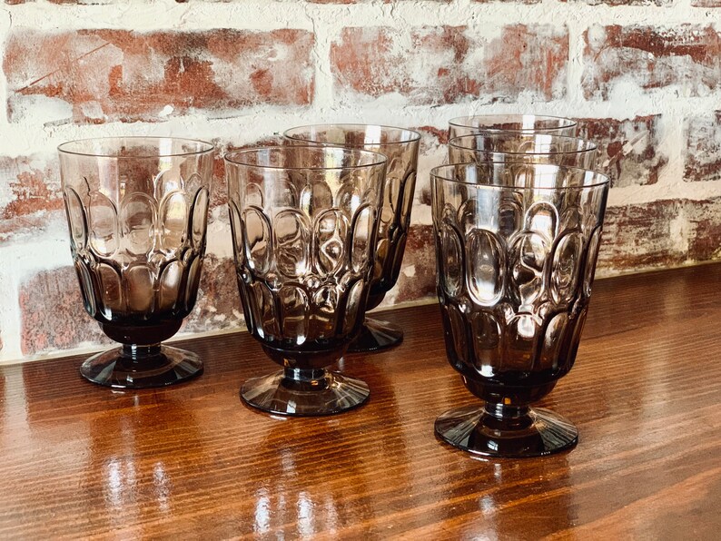Fostoria Mesa Brown Glassware Tumbler Goblet Plate Lunch Etsy