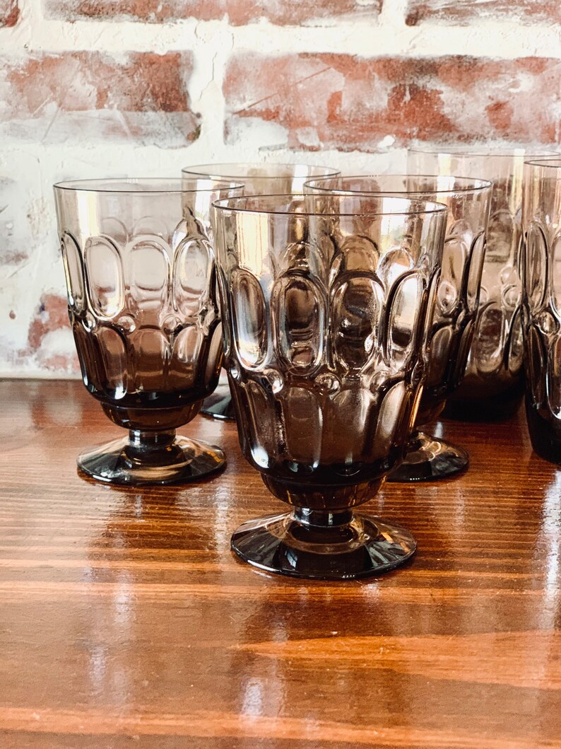 Fostoria Mesa Brown Glassware Tumbler Goblet Plate Lunch Etsy