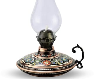 Copper Oil Lamp Handmade Kerosene Lantern Vintage Table Lamp