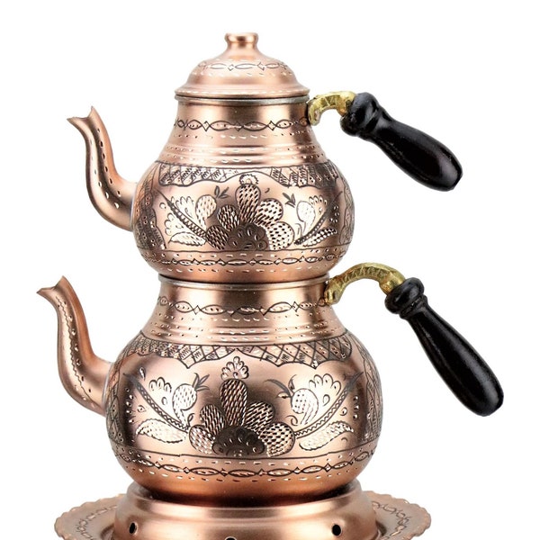 Turkish Copper Tea Pot Thick Copper Tea Maker with Heater