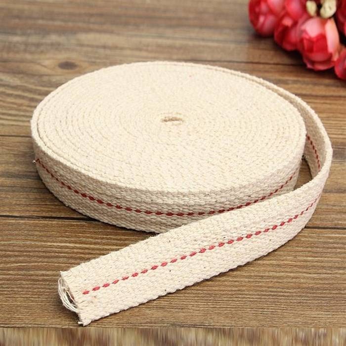 Oil Lamp Wicks 3/4 inch Oil Lantern Kerosene Flat Cotton Wick 33 Feet Roll  Replacement for Paraffin Oil Lamps with Genuine Red Stitch 