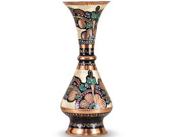Vase gravé en cuivre Vase à fleurs décoratif