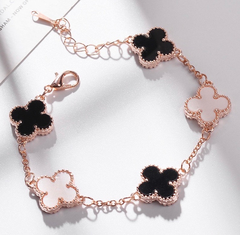 14k gold 4 leaf clover bracelet etsy