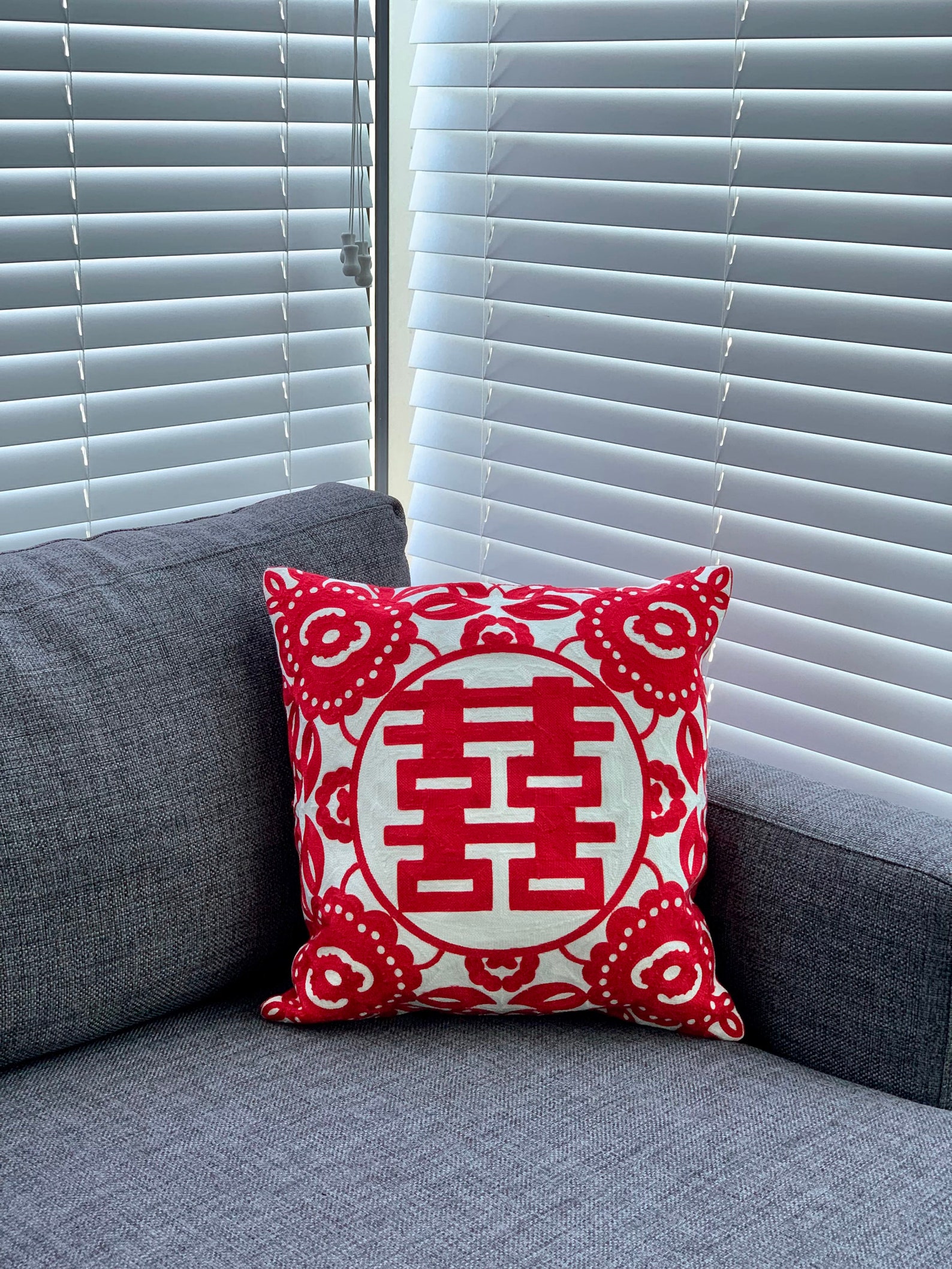 Modern Double Happiness Pillow I Chinese Wedding I Tea Etsy