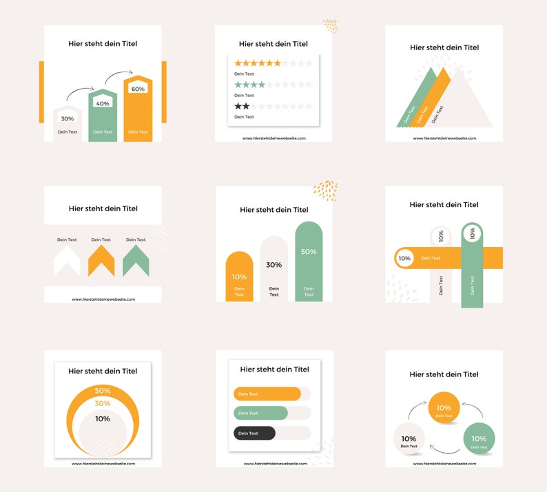 20 individuell anpassbare Instagram Canva-Vorlagen, Canva-Templates mit Diagrammen / Infografiken für Social-Media Bild 2