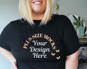 Bella Canvas 3001 Mockup | Bella Canvas Black Shirt Mockup | Model Tshirt Mockup | Plus Size Mockup | Curvy Mock