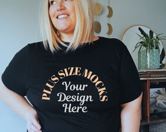 Bella Canvas 3001 Mockup | Bella Canvas Black Shirt Mockup | Model Tshirt Mockup | Plus Size Mockup | Curvy Mock
