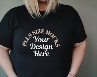 Bella Canvas 3001 Mockup | Bella Canvas Black Shirt Mockup | Model Tshirt Mockup | Plus Size Mockup | Curvy Mock