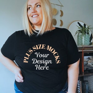 Bella Canvas 3001 Mockup | Bella Canvas Black Shirt Mockup | Model Tshirt Mockup | Plus Size Mockup | Curvy Mock