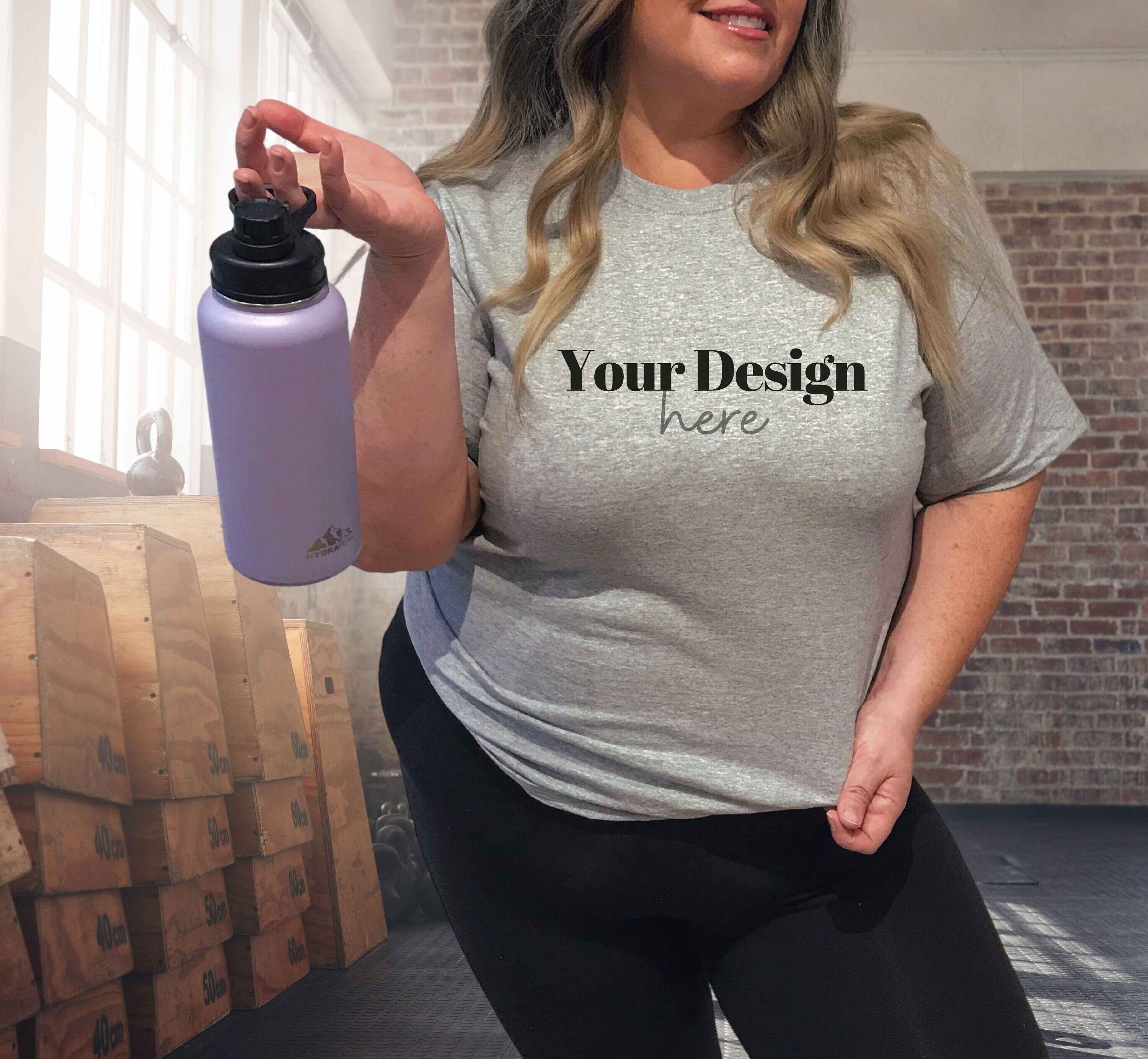 Gildan 5000 Sport Grey Mockup Plus Size 