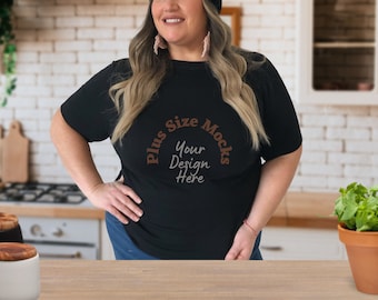 Bella Canvas 3001 Mockup | Bella Canvas Black Shirt Mockup | Model Tshirt Mockup | Plus Size Mockup | Curvy Mock | Boho Modern Mockup