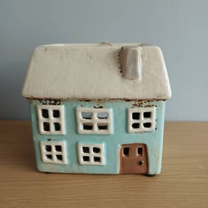 Village Pottery Aqua Wax Melt Oil Burner Ceramic Oblong House With Windows Gift 11cm Tall New Range Free UK Postage image 5