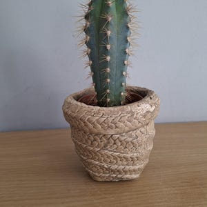 Cement Cacti Plant Pot Basket Weave Design SMALL SIZE 7.5cm  Free UK postage