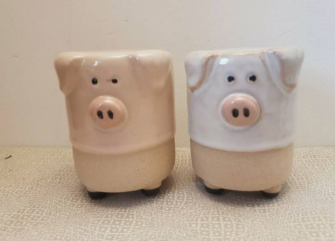 PIG Salt and Pepper Shaker Cruet Set by Pot Pals Set of Two Etsy