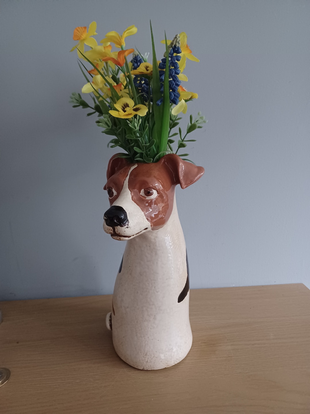 Jack Russell Dog Vase Ceramic Top Dog Vase by Village Pottery 21cm Tall ...