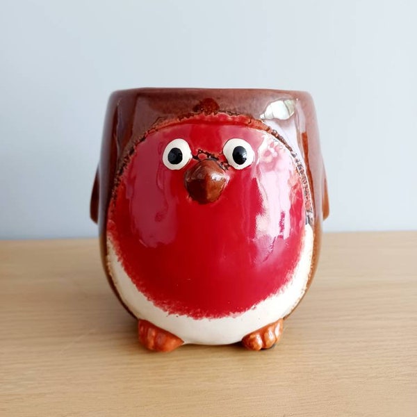 Maceta pequeña Robin de Village Pottery para plantas, regalo, decoración, adorno, 11 cm de alto, nueva, envío gratuito al Reino Unido.