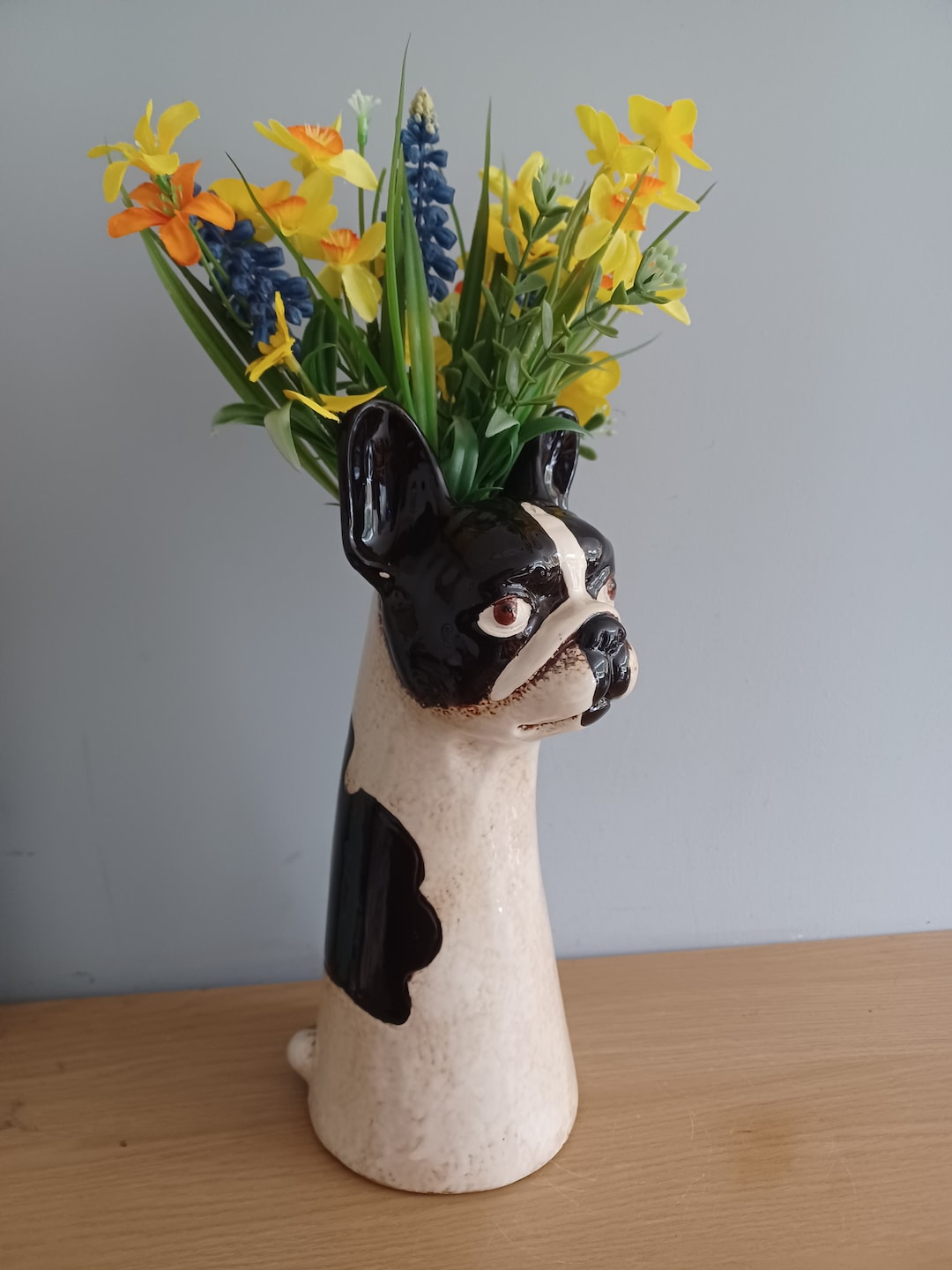 Dog Vase Ceramic Frenchie Vase by Village Pottery French Bulldog Top ...