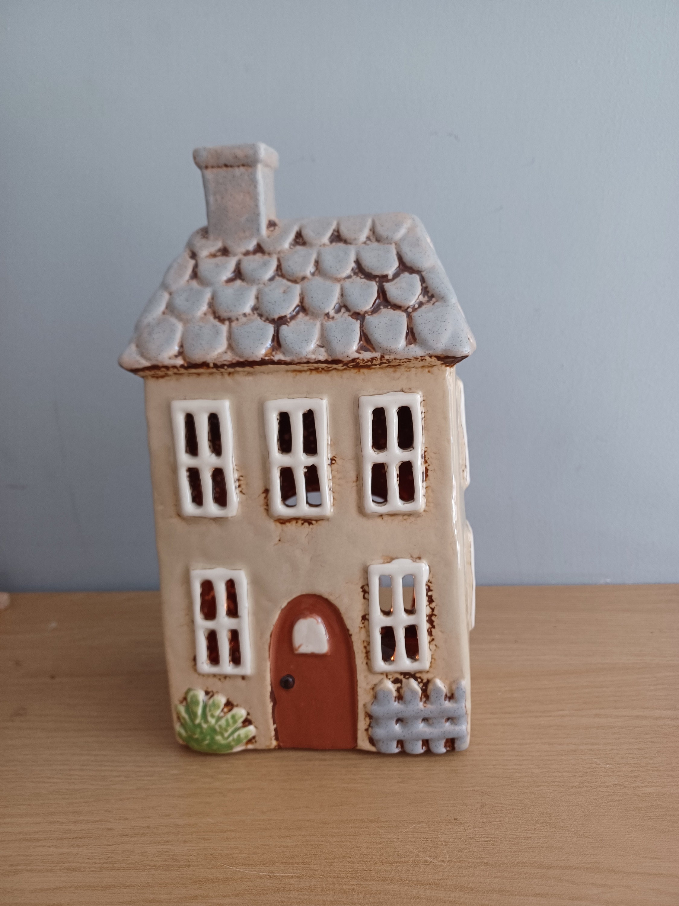 Village Pottery Cream Garden House Ceramic Tea Light Holder Gift 24cm NEW Free UK Postage