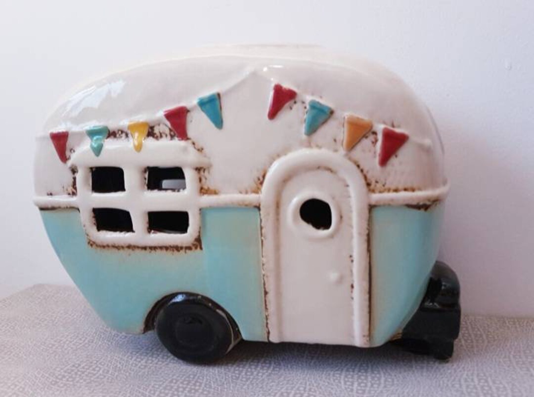 CARAVAN Money Box Piggy Bank With Stopper Ceramic Gift Ornament by