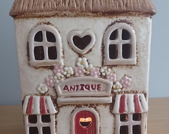 Village Pottery Antique Shop Ceramic  Tea light Holder Gift 19.5cm Tall NEW Free UK Postage