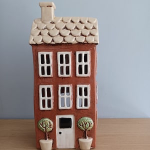 Village Pottery Tall Brick Garden House Ceramic Tea Light Holder Gift 30cm Free UK Postage