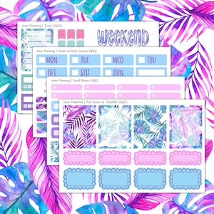 Tropical Weekly Kit K602 | Planner Stickers | Vertical Weekly Planner Kit
