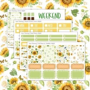 Sunflower Weekly Kit K604 | Planner Stickers | Vertical Weekly Planner Kit