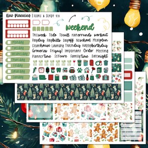Kerstweekpakket 531 | Plannerstickers | Verticale wekelijkse plannerkit | Kerstpakket