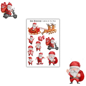 Santa on the Move Sticker Sheet | Bullet Journal Stickers, Planner Stickers, Scrapbook Stickers