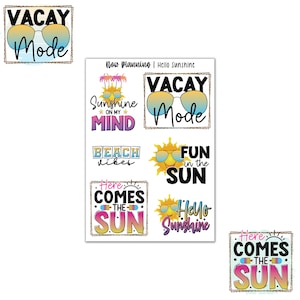 Hello Sunshine Sticker Sheet |  Journal Stickers, Planner Stickers, Scrapbook Stickers