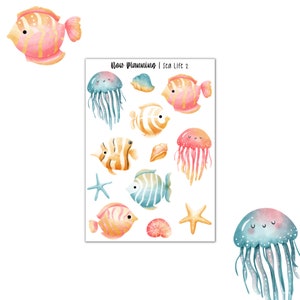 Sea Life 2 Sticker Sheet |  Journal Stickers, Planner Stickers, Scrapbook Stickers